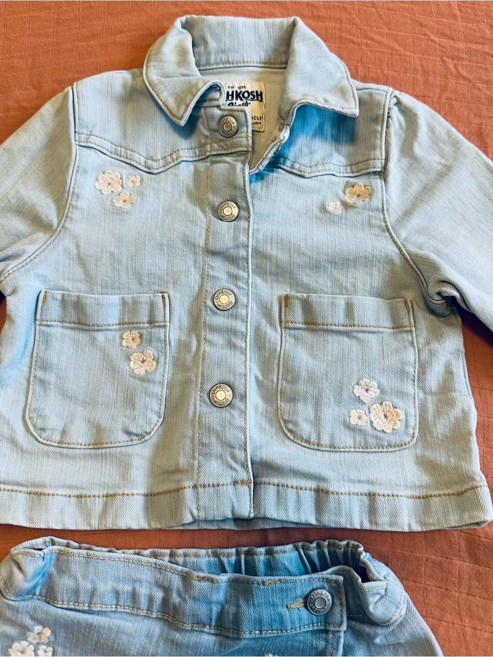 OshKosh B’gosh Baby Girl Denim Jacket & Floral Skort Set 18M